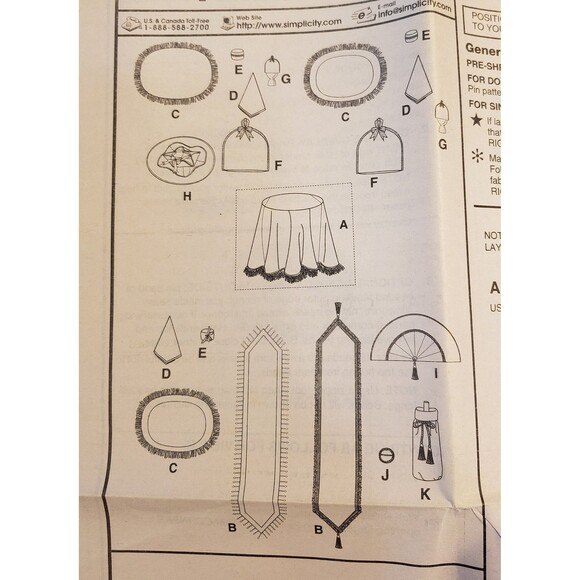 Table Top Accessories Sewing Pattern Simplicity 5068, Tablecloth, Table Runner - Picture 2 of 5